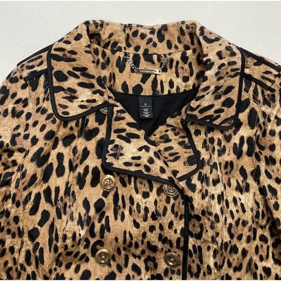 White House Black‎ Market Leopard Print Swing Trench Jacket Sz 10 - Picture 8 of 12
